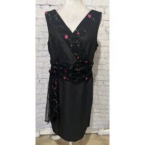 Kallista Black Dress by Ashro little black Floral dress Size 14